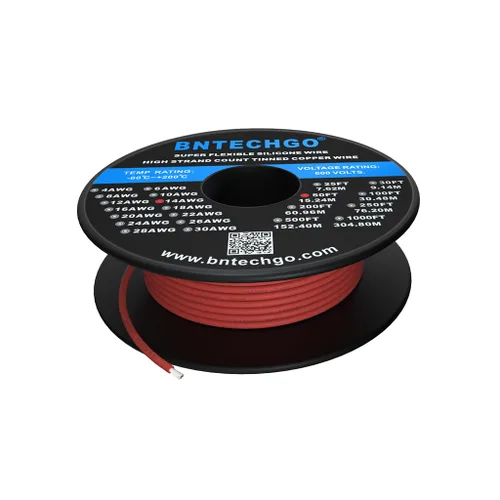 Vista 12 de BNTECHGO Carrete de alambre de silicona calibre 14 20 pies rojo y 20 pies negro flexible 14 AWG alambre de cobre estañado trenzado