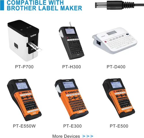 Vista 3 de Cargador de impresora de 12V 2A AD-E001 Adaptador de corriente CA compatible con P-Touch Edge Label Maker PT-D400 PT-D400AD PT-D450 PT-D600 PT-E300