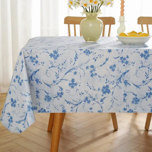 Vista 11 de Mantel de vinilo para primavera y verano con reverso de franela rectangular de 52 x 70 pulgadas, 100% impermeable y resistente al aceite, mantel