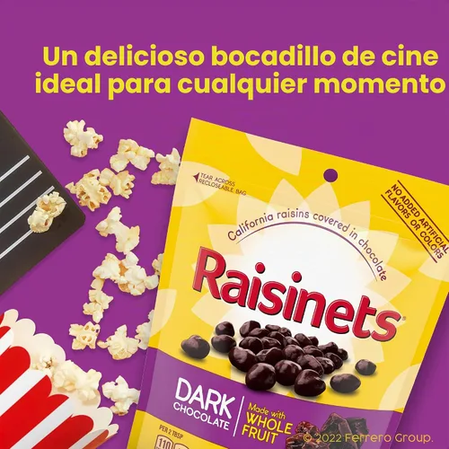 Vista 5 de Pasas cubiertas de chocolate oscuro, bolsa de 8 onzas, caramelo Ferrero a granel