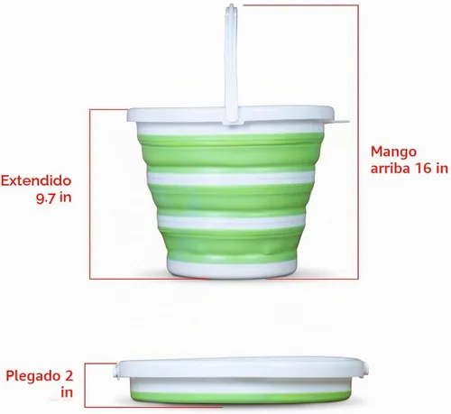 Vista 2 de Pine-Sol Cubo plegable de 2.6 galones – Cubo plegable multiusos para limpieza, lavado de autos, al aire libre y campamento, bañera de plástico