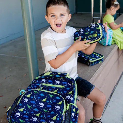 Vista 9 de mibasies Mochila para niñas y niños, ideal para niños y niñas, mochila para preescolar jardín de infantes y primaria, galaxia dinosaurio, Escuela-17L