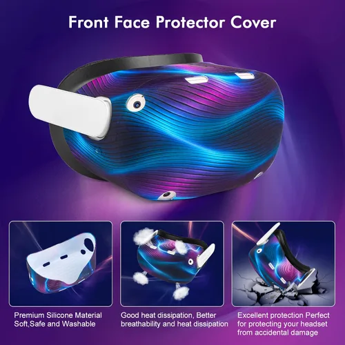 Vista 3 de Relohas Accessories for Oculus Quest 2, VR Accessory Set for Meta Quest 2, Include Controller Grip Leather Cover, VR Shell Cover, Face Cover, The