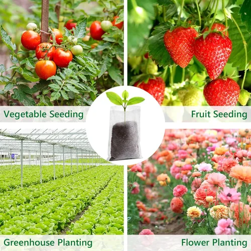 Vista 7 de GREANER 200 bolsas de vivero de plantas, 3.5 x 4.7 pulgadas, bolsas de cultivo de plantas de tela biodegradable no tejida, macetas de plantas