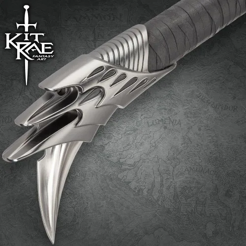 Vista 5 de Kit Rae Black Legion War Axe - Edición especial, hoja de acero inoxidable 420 de 19 1/2 pulgadas, agarre envuelto en cuero, accesorios de metal