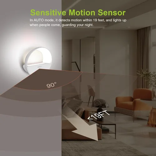 Vista 2 de AURAXY - Luz nocturna recargable con sensor de movimiento, luces nocturnas LED de batería, luz blanca fría magnética autoadhesiva con sensor