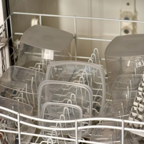 Vista 3 de Decony Recipientes de plástico con tapas de 8 onzas, paquete de 25 recipientes cuadrados de plástico transparente, a prueba de manipulaciones, sin