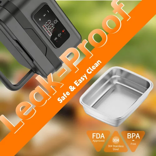 Vista 6 de Lonchera térmica – Fiambrera eléctrica para alimentos, calentador de alimentos portátil para el trabajo y los viajes, lonchera calentable caliente