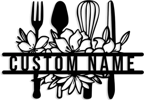 Vista 10 de Letrero de nombre de cocina personalizado, decoración de pared de metal, letrero de metal personalizado para cocina, decoración de pared de cocina