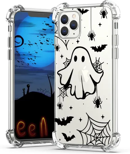 Vista 35 de Funda de Halloween para Google Pixel 6A transparente con diseños de murciélagos fantasmas, funda para teléfono para niñas, elegante, delgada, a