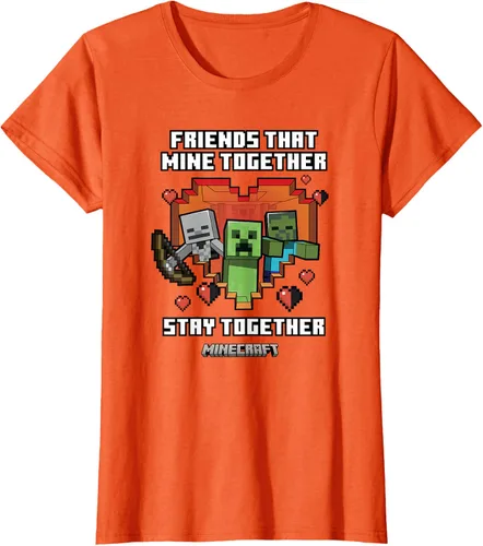 Vista 12 de Minecraft Camiseta de San Valentín Friends That Mine Together Mobs, Negro