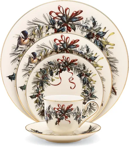 Vista 10 de Lenox 6122055 Winter Greetings - Juego de vajilla de 12 piezas, rojo y verde, Navidad, alojamiento de vacaciones, servicio para 4 personas