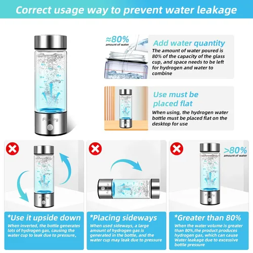Vista 8 de Botella de agua de hidrógeno, generador de agua de hidrógeno Fiudiry mejora la calidad del agua en 3 minutos con tecnología avanzada SPE y PEM