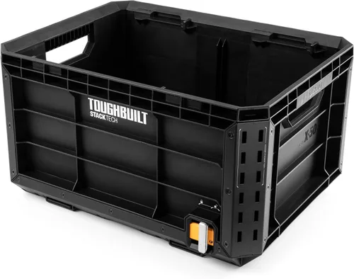 Vista 10 de ToughBuilt StackTech Bolsa de herramientas con cremallera de 11 pulgadas, sistema de bloqueo automático con apertura amplia, tela 1680D y base dura