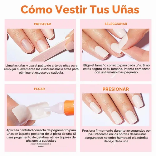 Vista 5 de modelones Uñas cortas a presión, kit de uñas postizas ovaladas