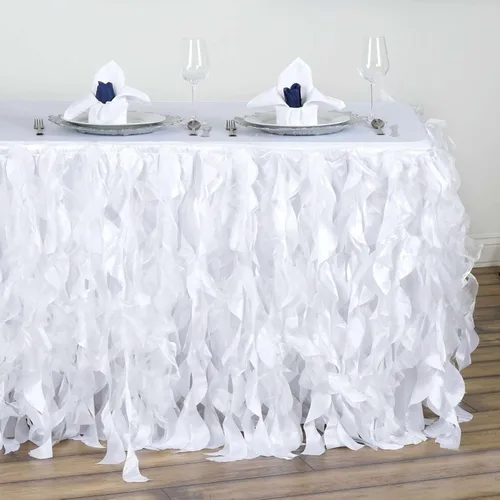 Vista 15 de Efavormart - Falda de mesa de tafetán de sauce rizado de 14 pies para cocina, comedor, catering, boda, fiesta de cumpleaños, eventos, color rosa