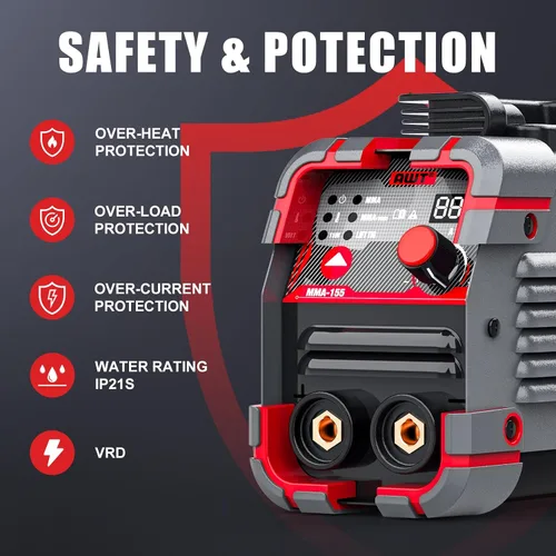 Vista 9 de AWT Soldador de palo 155Amp Mini soldador 2 en 1 Soldador ARC/elevación TIG máquina de soldadura 110/220V con VRD, pantalla digital IGBT Inverter