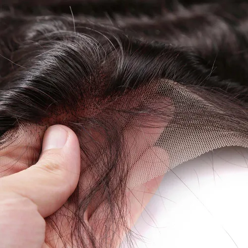 Vista 5 de 13x4 de oreja a oreja cierre frontal de encaje transparente HD cabello humano con nudos de cabello de bebé, 100% virgen Remy, cierre frontal