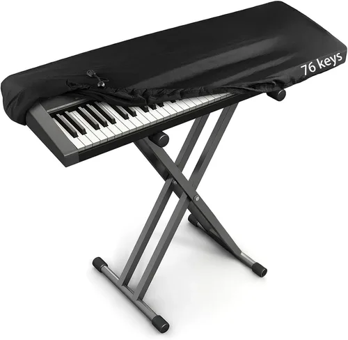 Vista 7 de Cubierta antipolvo para teclado de 88 teclas, protector de tela elástica para piano digital y teclados electrónicos (negro) - Ajuste universal