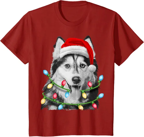 Vista 42 de Camiseta para niños con diseño de hachís siberiano con luces de árbol de Navidad Negro