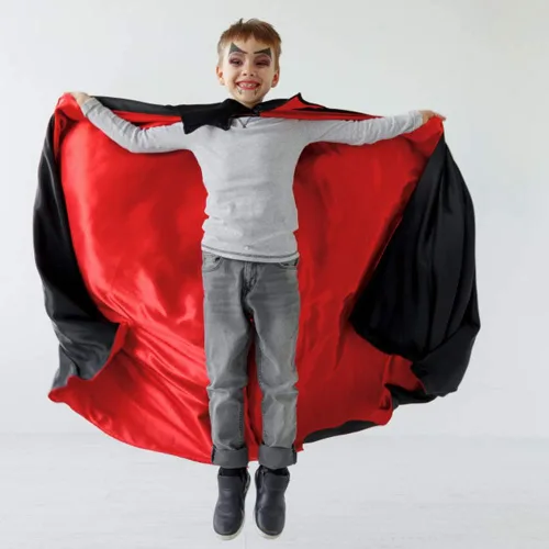 Vista 4 de Seasons Stars SSDecor Capa de vampiro reversible para niños, disfraz de bruja mago de Halloween, accesorios