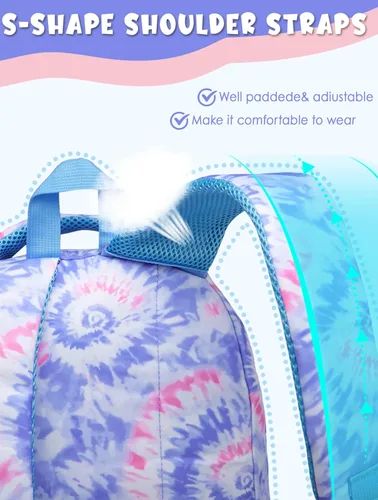 Vista 7 de BLUEFAIRY Mochilas infantiles para niñas y niños, regalos de regreso a la escuela para niños, primaria, primaria, escuela secundaria, Violeta claro