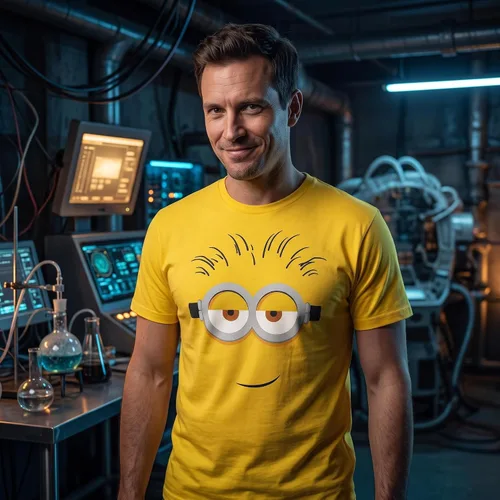 Vista 4 de Minions Big Face - Camiseta de disfraz de Halloween para adultos, Bob, Stuart o Kevin