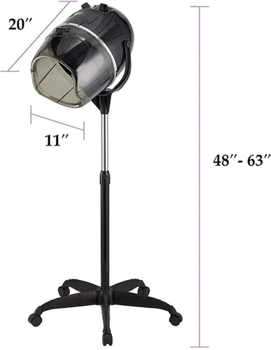 Vista 3 de Secador de pelo profesional con capucha para salón, 1000 W, altura ajustable, capó de pelo para salón/hogar