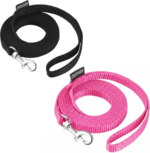 Vista 20 de AMAGOOD 6 pies de correas para cachorros/perros, correa de estilo tradicional resistente con gancho de cuello fácil de usar, correa para perros Negro