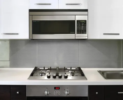 Vista 5 de Sharp microondas de convección para instalar sobre la estufa, de 850 W, de 1.1 pies cúbicos de capacidad, Acero inoxidable 1.1 pies cúbicos. ft.