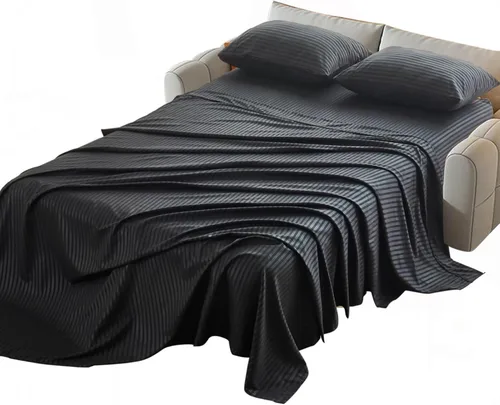 Vista 9 de Kingnex Sábanas a rayas para sofá cama de 36 x 72 pulgadas, tamaño individual para sofá cama, microfibra suave de doble cepillado 1800, 3 piezas