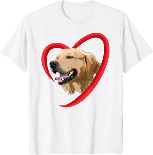 Vista 17 de Golden Retriever Corazón, regalo para ella, camiseta del día de San Valentín, Negro