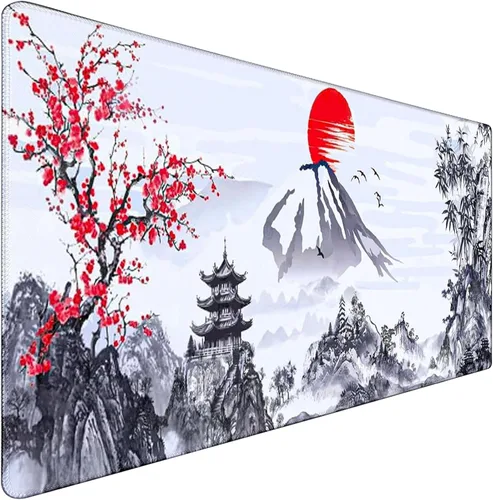 Vista 25 de Alfombrilla de mouse grande para juegos con bordes cosidos extendidos, (31.5 x 15.7 pulgadas), base de goma natural antideslizante duradera