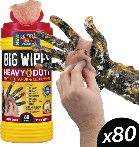 Vista 43 de BIG WIPES Recipiente multisuperficie resistente, paños de limpieza súper absorbentes para manos, superficies y herramientas, recipiente de 80