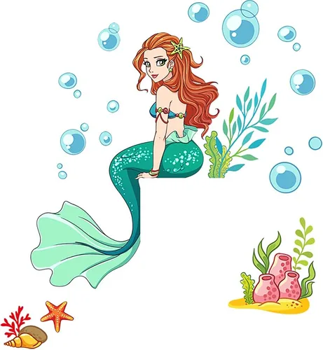 Vista 7 de Calcomanías luminosas de pared de sirena que brillan en la oscuridad, calcomanías de pared de princesa de dibujos animados, calcomanías de pared