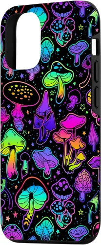 Vista 2 de Funda para iPhone 15 con diseño psicodélico de hongos mágicos hippie