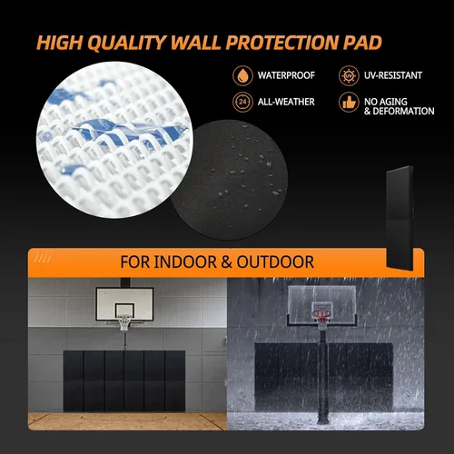 Vista 5 de Almohadilla de pared de espuma de protección de espuma de 2 pulgadas/4 pulgadas de grosor, protectores de cancha de baloncesto para gimnasio