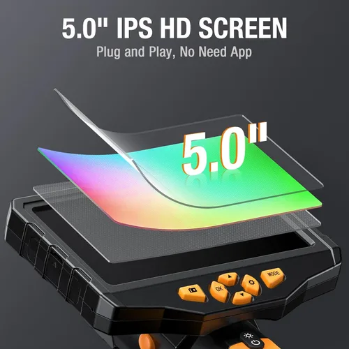 Vista 3 de Teslong Cámara de Inspección, Cámara de Boroscopio de Doble Lente con Luz, NTS300 Endoscopio Industrial IPS de 5", 1080P Impermeable Flexible
