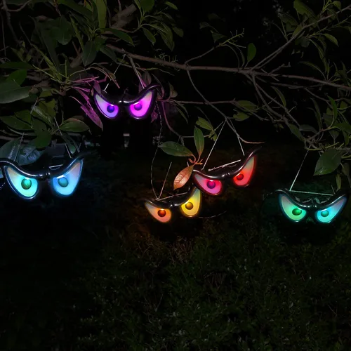 Vista 9 de WATERGLIDE - Luces intermitentes de ojos escalofriantes de Halloween, 5 pares de luces que funcionan con pilas, cambio de color automático