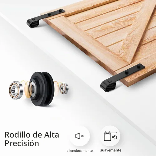 Vista 3 de EaseLife Kit de riel de puerta corredera de granero de doble puerta de 6 pies, polea en J básica, se desliza suavemente silenciosamente, fácil