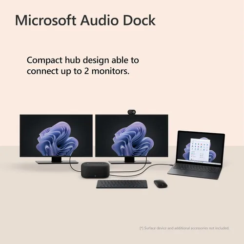 Vista 4 de Microsoft Audio Dock - Hasta 90dB SPL - Dos matrices de micrófonos omnidireccionales - 70Hz ~ 20 kHz para reproducción de música - Compatible