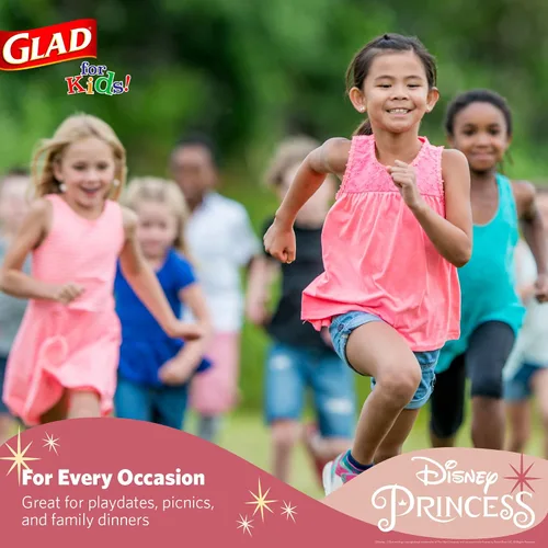 Vista 5 de Glad para Niños Cuencos de Papel para Snacks de Princesas Disney, "Magic is in All of US" - Resistentes, Aptos para Microondas, Tazas Desechables