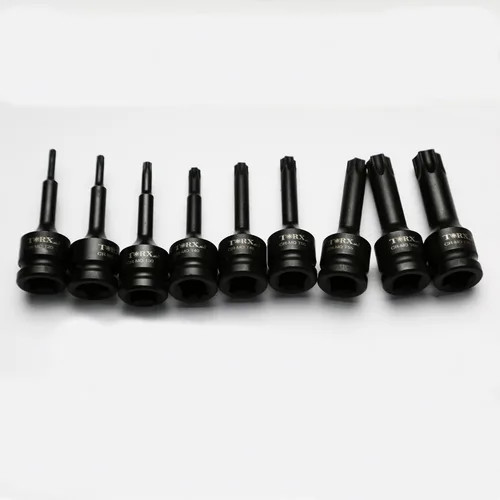 Vista 2 de TEMO 9 pc 3 pulgadas de largo Torx Star 6 puntos Negro Impact Bit Socket Auto Repair Tool Set 1/2 pulgadas Square Drive