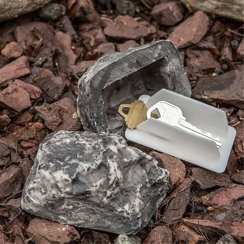 Vista 8 de Outdoor Key Hider Key Storage Rock Realistic Stone With Secret Compartment Key Holder Spare Key