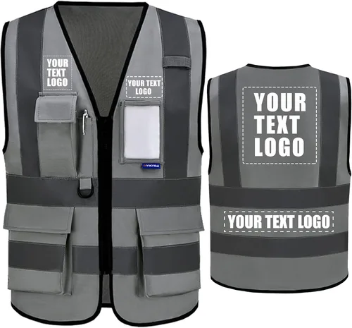 Vista 13 de A-SAFETY Chaleco de Seguridad Reflejante de Alta Visibilidad con Logo Personalizado (XS-8XL)