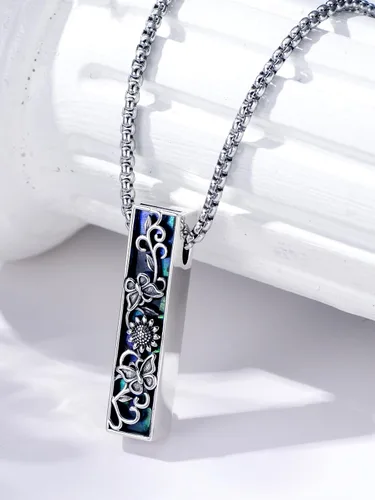 Vista 6 de Urn Necklaces for Ashes 925 Sterling Silver Abalone Shell Cremation Jewelry for Ashes Keepsake Locket Pendant for Women Human Pet