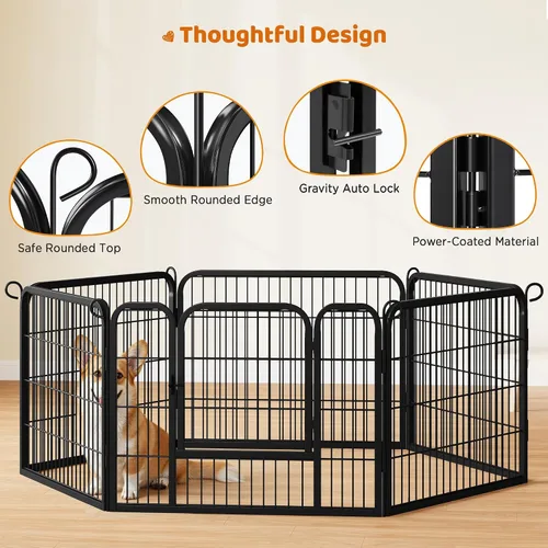 Vista 6 de Yaheetech - Corralito para perros con paneles anchos, 6 paneles de 24 pulgadas de alto con puerta, cerca portátil para interiores y exteriores