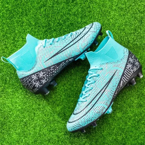 Vista 3 de Mikrydco Botas de fútbol con tacos de fútbol para entrenamiento, zapatos de césped para hombre, para deportes al aire libre, interiores, atléticos