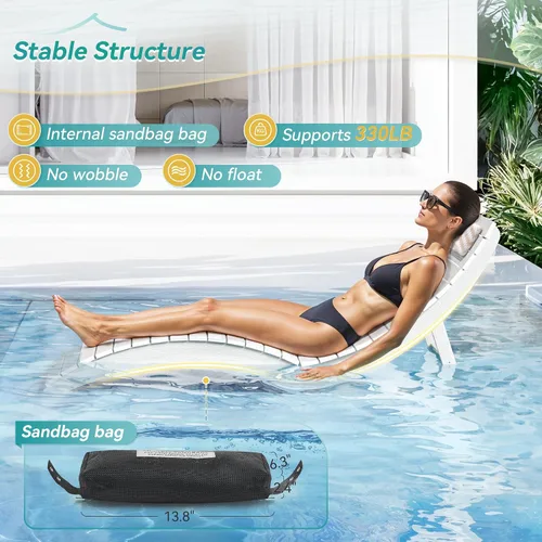 Vista 4 de Juego de 2 sillas plegables para piscina, premontadas de 8 pulgadas Blanco