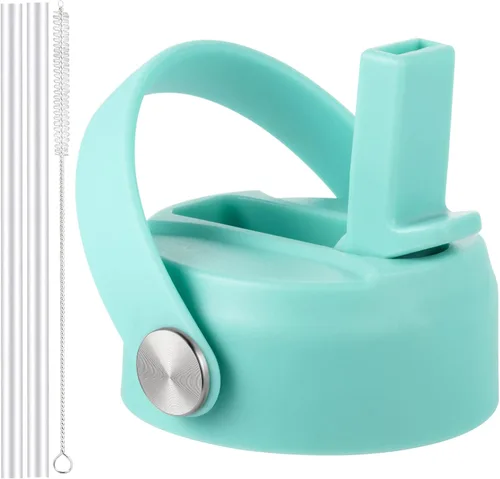Vista 15 de Tapa de popote RRegeny para Hidromatraz de Boca Ancha 32 40 oz, Tapas con asa flexible compatible con Hidromatraz, Tapa deportiva de repuesto